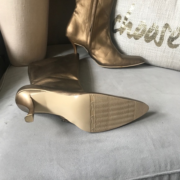 Metallic Gold Leather Boots - Picture 4 of 4